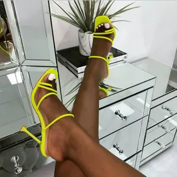 De Vară 2020 Femei Sandale Deget de la picior Pătrat Doamnelor Toc Catâri Subțire Sexy Sandale cu Toc Papuci de Moda de sex Feminin Femeie Pantofi de 10.5 CM