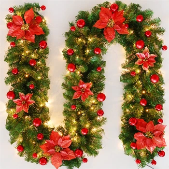La modă de Crăciun Rattan cununa de 2,7 M LED Floare de Lumină Benzi ornament banda de flori decor de vacanță