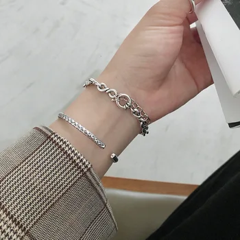 S ' STEEL 925 Bratari de Argint Pentru Femei, Barbati Pulseras Mujer Moda 2019 Plata Punk Vintga Pulseira Bijuterii Argint Bijuterii