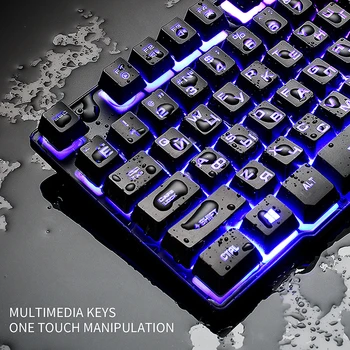 SeenDa cu Fir Gaming Keyboard Mouse-Set Mecanic Sentiment rusă+engleză cu iluminare RGB Tastatura și Mouse-ul pentru Gamer de PC Laptop
