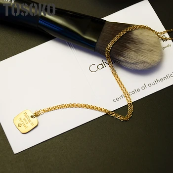 TOSOKO Pătrat Scrisoare de Dragoste Colier Pentru femei Placat cu Aur Oțel Titan Bijuterii din Oțel Inoxidabil BSP296