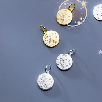 UQBing Argint Culoare Cristal 10MM Rotund Monedă Farmece Pandantive Bijuterii rezultate Pentru DIY Bijuterii lucrate Manual Face