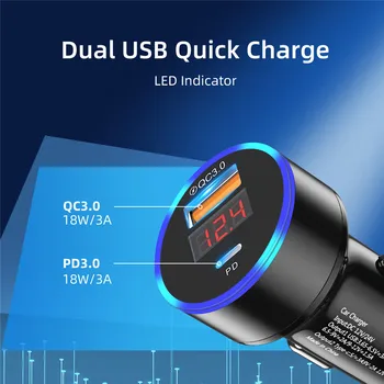 USLION Incarcator Auto USB Quick Charge 3.0 Rapid de Încărcare Încărcător Pentru iPhone 11 Xiaomi Mi Auto de Tip C QC PD 3.0 Încărcător de Telefon Mobil
