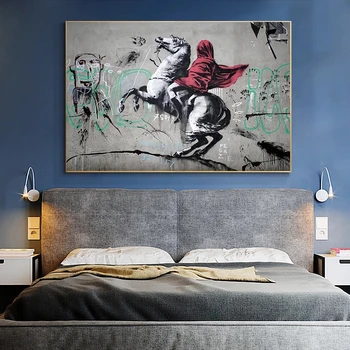 Banksy Napoleon Traversând Alpii Canvas Wall Art Postere si Printuri de Imagini Street Art Graffiti Imagini pentru Decor Acasă