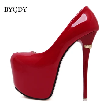 BYQDY Moda Pompe de Platforma Femei Ultra Înaltă Tocuri Stiletto de 16 cm Pantofi Rotund-Deget de la picior Sclipici Paiete Partidul Roșu de Mireasa Pantofi de Mireasa