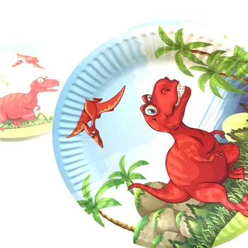 Dinozaur petrecere Copii temă petrecere de aniversare decorative decorare ceașcă de hârtie, placă de paie masă consumabile Partid decor