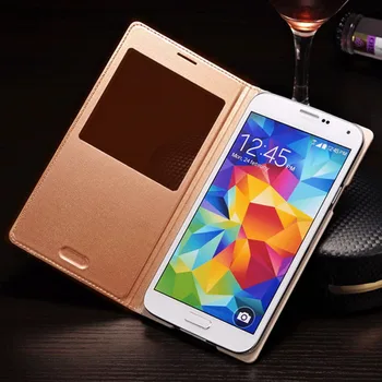 Flip Cover din Piele de Caz Pentru Samsung Galaxy S5 S 5 Galaxys5 Samsungs5 SM G900 G900F G900FD SM-G900F, SM-G900 Smart View Caz de Telefon