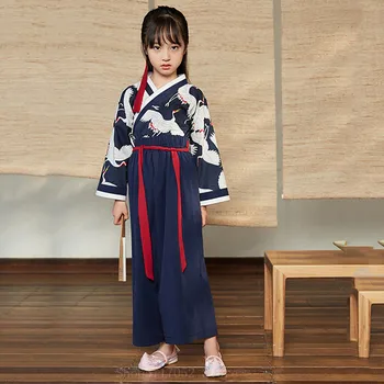 Japoneză Tradițională Costum Copii Kimono Macara Haori Epocă Samurai Girl Oriental De Sus Pantaloni Copii Băiat Yukata Asiatice Haine