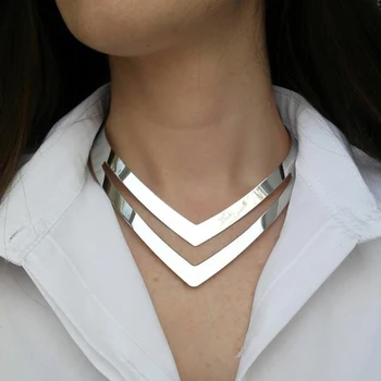 Liuxsp Geometrice Goale De Metal Cupluri De Femei La Modă Simplu Buna Cravată Colier Placat Cu Gulere Colier Punk Bijuterii Declarație