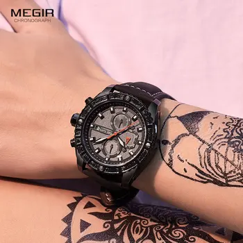 MEGIR 2021 Cuarț Ceasuri pentru Barbati de Moda de Lux Ceas Cronograf Om Luminos Impermeabil din Piele Ceasuri Relogio Reloj Часы