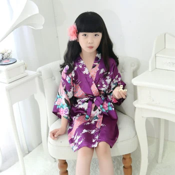 Moda Copii Fete Rochie De Noapte De Vara Fete Cu Flori Din Satin Halat, Pijamale De Mătase Halat Copii Casual Pijamale Fetita Robe