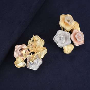 Moda Dubai Nunta Bijuterii Seturi De Colier Cercei Seturi Forma De Floare Full Micro Cubic Zirconia Pentru Femei De Mireasa De Logodna