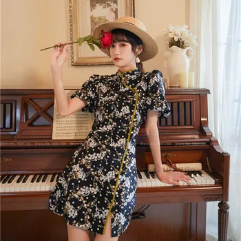 Stil Chinezesc Cheongsam Femei Slim Sexy Print Qipao Franceză Rochii Vintage Vestidos Doamna Rochie Eleganta De Moda Orientală Îmbrăcăminte
