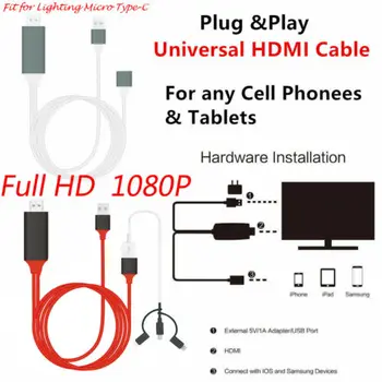 Universal HDMI Mirroring Cablu de Telefon la TELEVIZOR HDTV 1080p Adaptor Pentru iPhone/iPad/Android de Tip C la HDMI