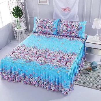2019 dantelă romantică pat fusta șifon elegant lenjerie de pat bumbac satinat cearceafuri acasă decorare pat acoperi banda elastica