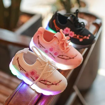 2020 Fierbinte Copii Pantofi Pentru Băieți Fete Luminoase, Pantofi Casual, Adidasi LED iluminat Copii Pantofi Strălucitori Cu Flori de Aer ochiurilor de Plasă Moale