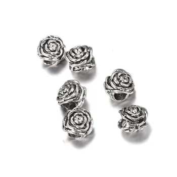 50pcs/o mulțime de 11.6*11.6 MM Antichități Argint Culoare Aliaj de Zinc Metalic Rotund de Flori de Trandafir Șirag de mărgele Pentru a Face Bijuterii Șirag de mărgele Brățară Accesorii