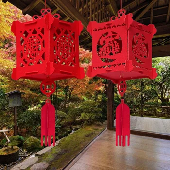 Behogar Moda 3D Hollow-out Non-țesute Felinar Roșu Agățat de Decorare Ornament pentru Anul Nou Chinezesc, Festivalul de Primăvară Biroul de Acasă