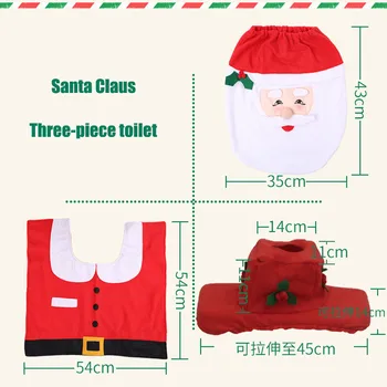 Capac de toaletă Piciorul Seat Pad Capac de Crăciun Baie Decoratiuni pentru Casa lui Moș Crăciun, om de Zăpadă de Crăciun Baie Deco din Trei piese