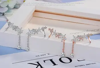 De moda de argint 925 cristale strălucitoare de flori de sex feminin cadou doamnelor'tassels stud cercei bijuterii nu se estompeze picătură de transport maritim ieftin