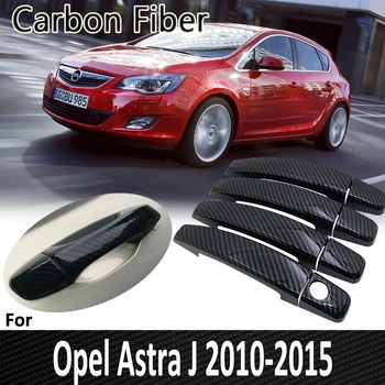 Fibra de Carbon negru pentru Opel Astra J 2010 2011 2012 2013 Auto Mânerul Ușii de Acoperire Autocolant Decoratiuni Accesorii Auto
