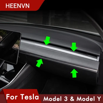 Heenvn ModelY Model3 Masina Consola centrala Ornamente Pentru Tesla Model 3 Fibră de Carbon ABS, Accesorii Pentru Tesla Model Y Trei Protecție