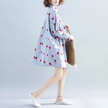 Kawaii Cherry Imprimare Tricou Rochie Plus Dimensiune Femei Toamna Liber de Epocă Midi Rochie de Plajă Mare de Dimensiuni Mult Bluza Cardigan Feminino 4XL